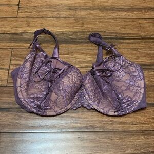 Adore Me Purple Lace Overlay Strappy Adjustable Bra Size 38DDD